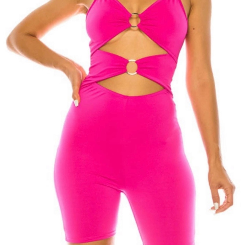 Hot Pink Cutout Romper